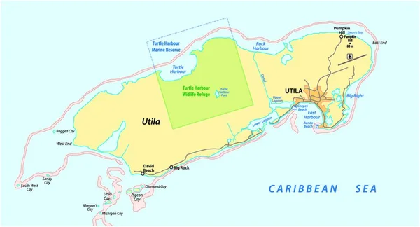 Vektorová Mapa Honduraského Karibského Ostrova Utila Honduras — Stockový vektor