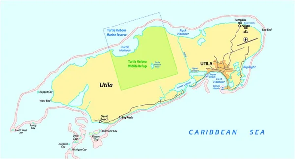 Mapa Vetorial Ilha Hondurenha Caribe Utila Honduras —  Vetores de Stock