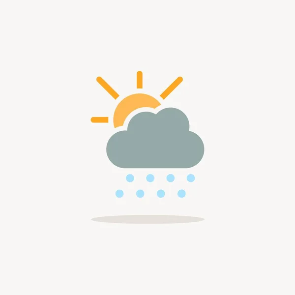 Salve Nube Sol Icono Color Con Sombra Tiempo Glifo Vector — Vector de stock