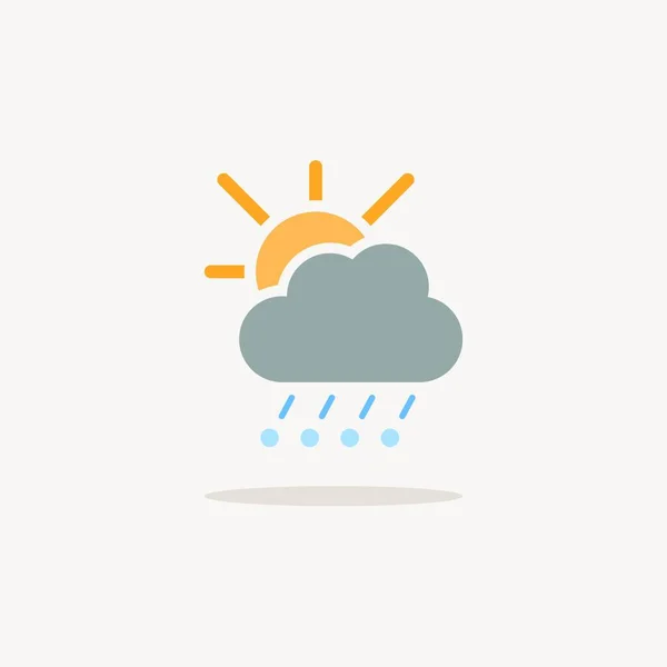 Hagel Regen Wolken Und Sonne Farbsymbol Mit Schatten Veranschaulichung Von — Stockvektor