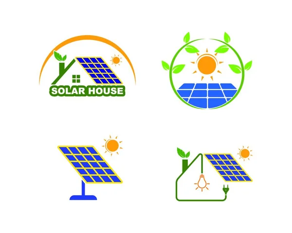 Icône Vectorielle Logo Panneau Solaire Conception Énergie Naturelle — Image vectorielle