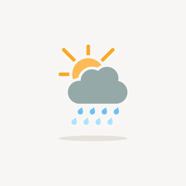 Schwere Regentropfen Wolken Und Sonne Farbsymbol Mit Schatten Veranschaulichung Von — Stockvektor