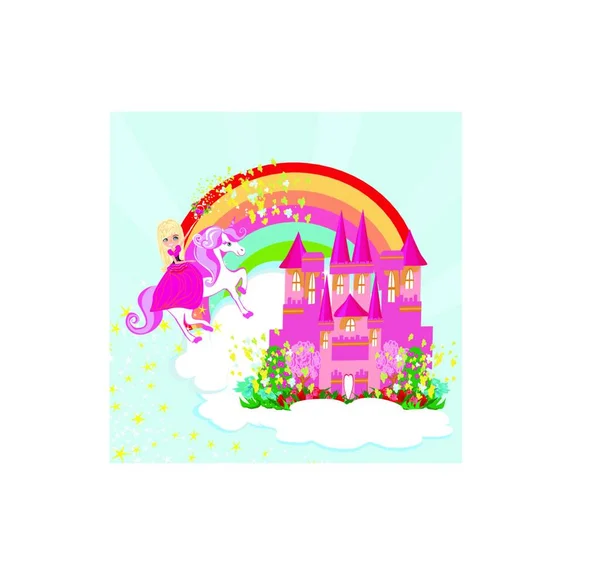 Fairy Tale Unicorn Vector Illustration — Stock Vector