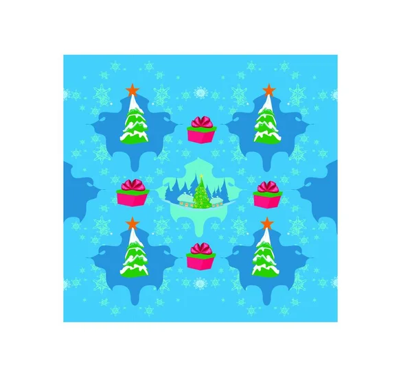 Karácsonyfa Hóval Hópelyhekkel — Stock Vector