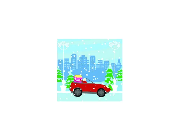 Αυτοκίνητο Πράσινη Οροφή Εικονογράφηση Διανύσματος — Διανυσματικό Αρχείο
