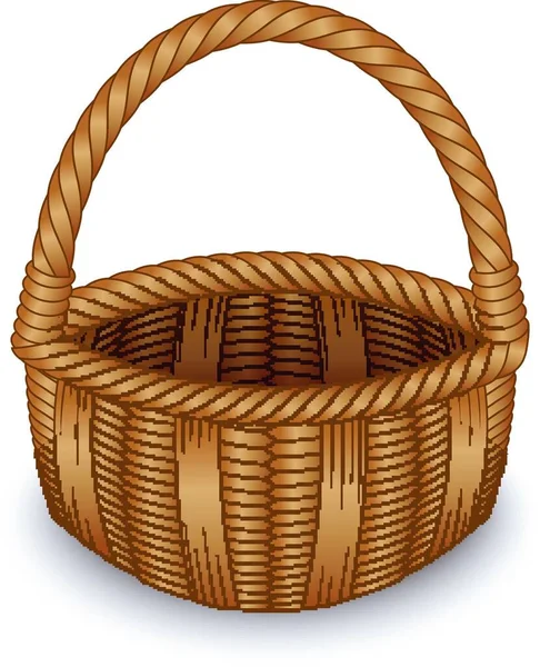 Wicker Basket White Background — Stock Vector