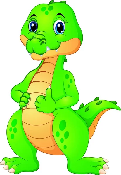 Illustration Vectorielle Dessin Animé Crocodile Mignon Donnant Pouces Vers Haut — Image vectorielle