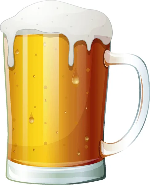 Ilustração Vetorial Cerveja Caneca Fundo Branco — Vetor de Stock