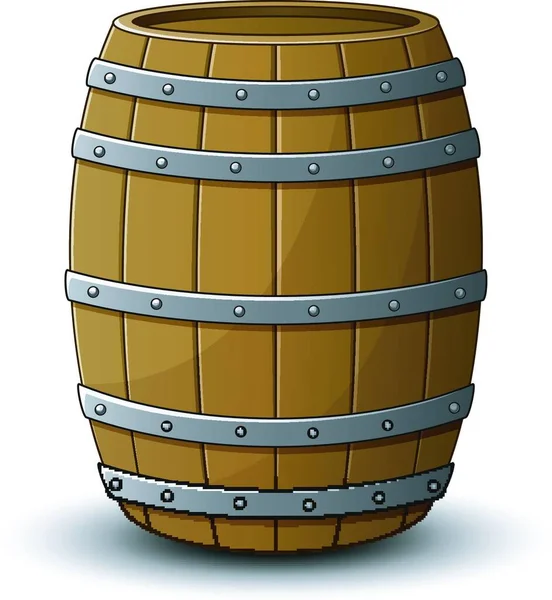 白い背景の上に木製の樽のイラスト — ストックベクタ