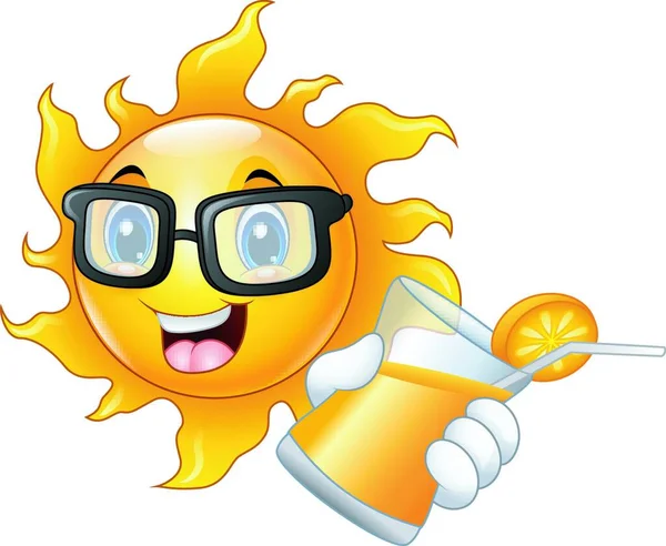 Векторна Ілюстрація Усміхненого Сонця Показує Апельсиновий Сік — стоковий вектор