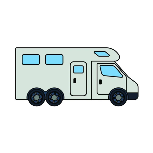 Icona Del Campeggio Family Caravan Car Contorno Modificabile Con Disegno — Vettoriale Stock