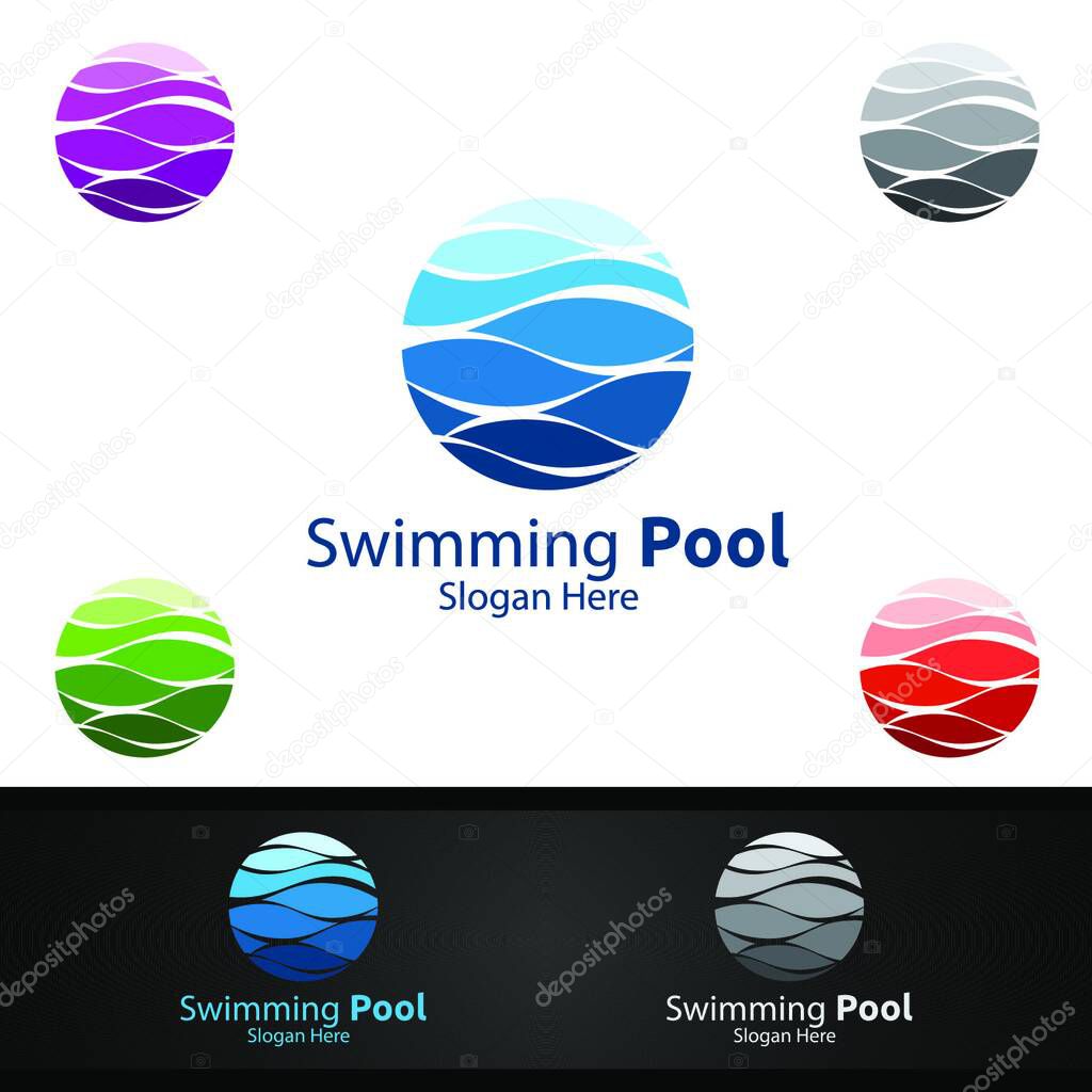 Swimming Pool Service Logo with Cleaning Pool and Maintenance Concept Design