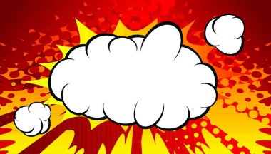 Comic book background with red and yellow zoom effect and blank cloud. Vector illustration. clipart