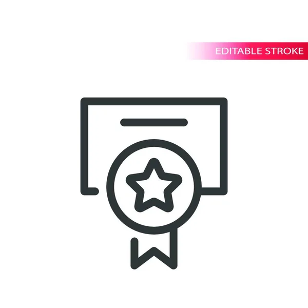 Zertifikat Mit Badge Outline Editierbares Strichsymbol — Stockvektor
