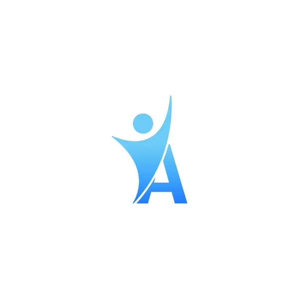 List Logo Ikony Abstrakcyjnym Człowiekiem Sukces Przodu Ikona Logo Alfabetu — Wektor stockowy