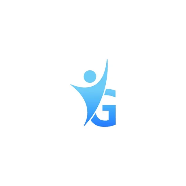 Logo Ikon Huruf Dengan Abstrac Sukses Manusia Depan Logo Alfabet - Stok Vektor