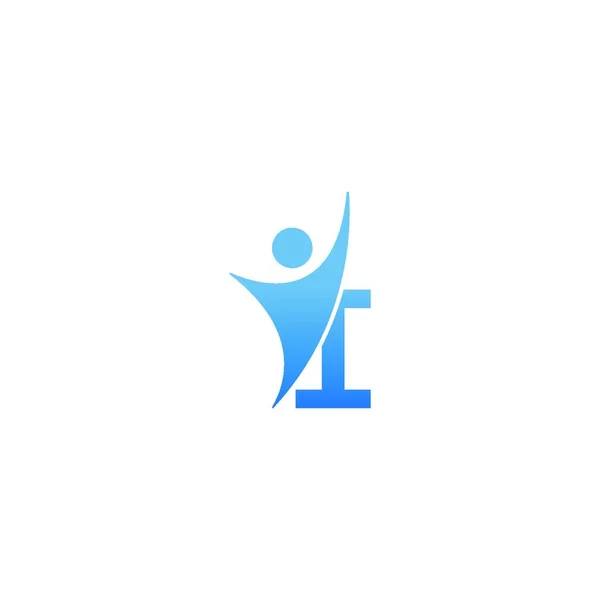 Letra Icono Logotipo Con Abstrac Sucsess Hombre Frente Alfabeto Logotipo — Vector de stock