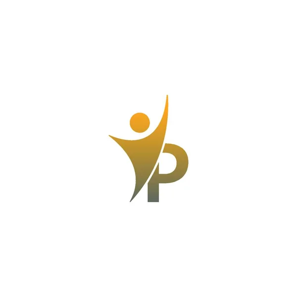 Litera Ikona Logo Abstrakcyjnym Człowiekiem Sukces Przodu Ikona Logo Alfabetu — Wektor stockowy