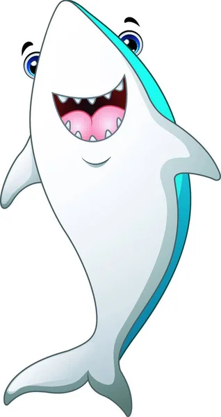 Illustration Vectorielle Dessin Animé Happy Shark — Image vectorielle