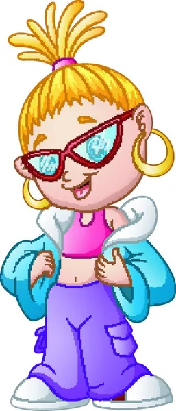 Ilustración Vectorial Cartoon Chica Rubia Con Estilo — Archivo Imágenes Vectoriales