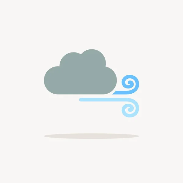 Viento Nube Icono Color Con Sombra Tiempo Glifo Vector Ilustración — Vector de stock