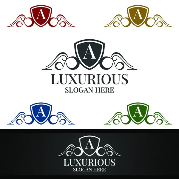 Luxurious Royal Logo Jewelry Wedding Hotel Fashion Design — Stock Vector