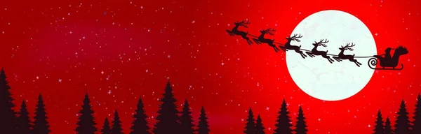 Векторний Файл Рогах Зображує Силует Санта Клауса Санями Північними Оленями — стоковий вектор