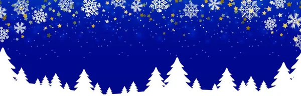 Eps Plik Wektorowy Pokazujący Nagłówek Panoramy Bożego Narodzenia Upadkiem Śniegu — Wektor stockowy