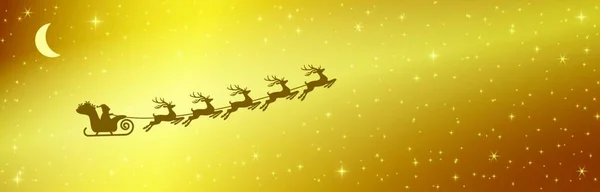 Векторне Зображення Санта Клаусом Санях Північним Оленем Зоряному Тлі Неба — стоковий вектор