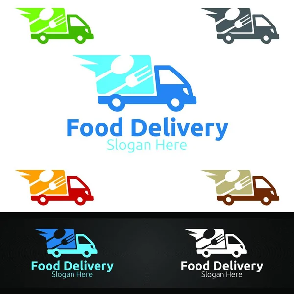Сервіс Доставки Швидкого Харчування Логотип Ресторану Кафе Або Онлайн Дизайну — стоковий вектор