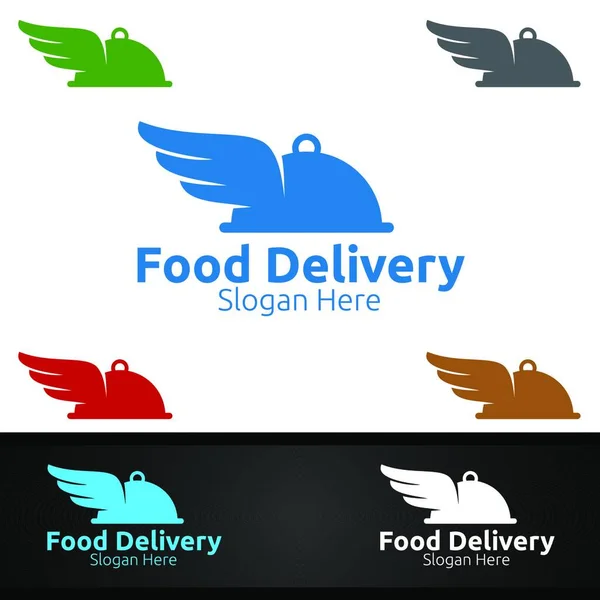 Fast Food Delivery Service Logo Dla Restauracja Kawiarnia Lub Online — Wektor stockowy