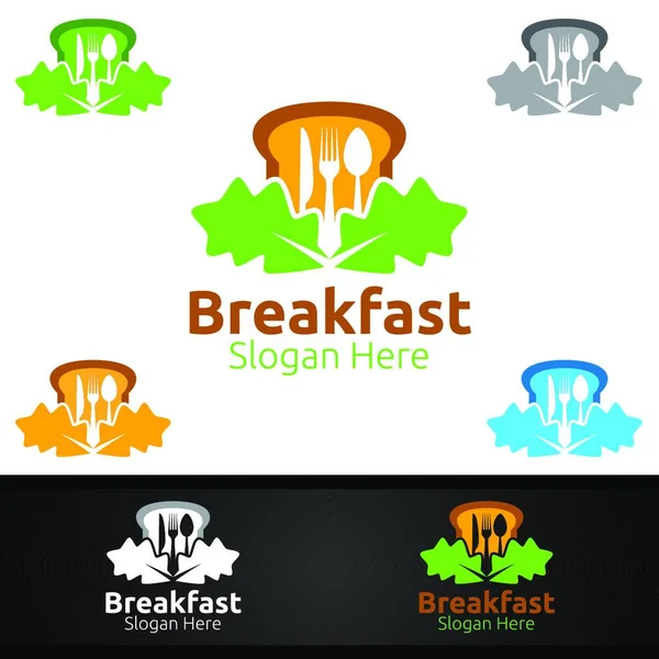 Snabb Mat Frukost Leverans Service Logotyp För Restaurang Café Eller — Stock vektor