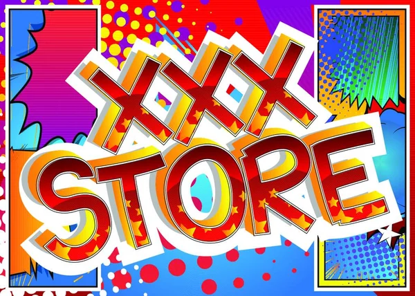 Xxx Store Estilo Quadrinhos Desenhos Animados Palavras Resumo Colorido Quadrinhos —  Vetores de Stock