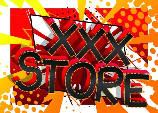 Xxx Store Estilo Quadrinhos Desenhos Animados Palavras Resumo Colorido Quadrinhos —  Vetores de Stock