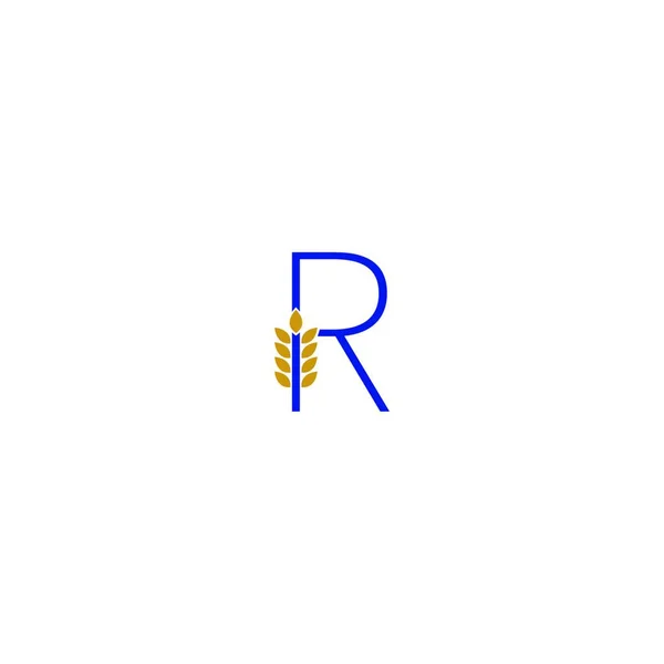 文字R小麦のアイコンのロゴデザインイラストと組み合わせた — ストックベクタ