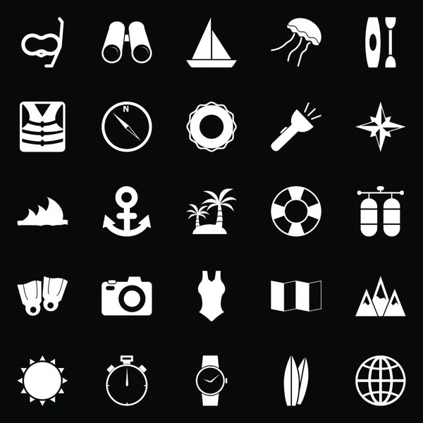 Iconos Buceo Sobre Fondo Negro Vector Stock — Archivo Imágenes Vectoriales