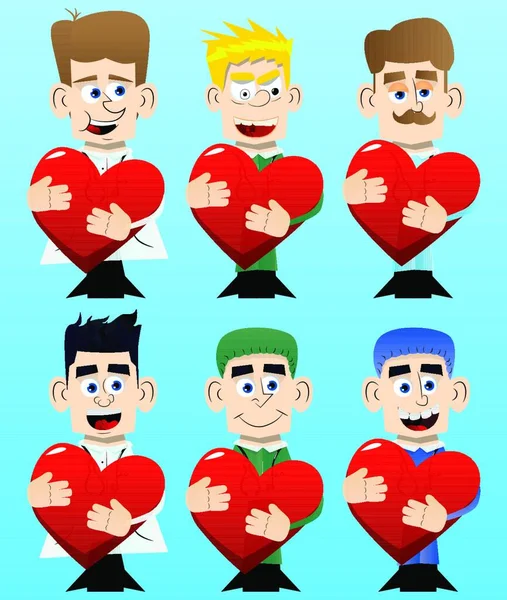 Divertido Personaje Dibujos Animados Médico Abrazando Gran Corazón Rojo Ilustración — Vector de stock