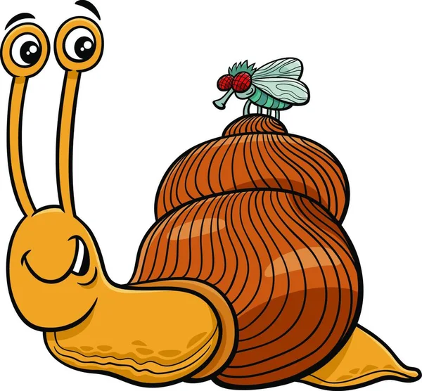 Dibujos Animados Ilustración Caracol Mosca Insectos Animales Personajes — Archivo Imágenes Vectoriales