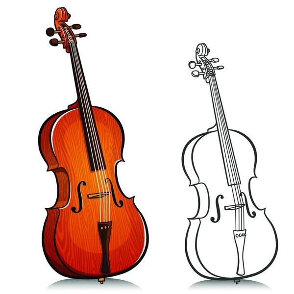 Ilustração Vetorial Música Violoncelo Desenho Animado — Vetor de Stock