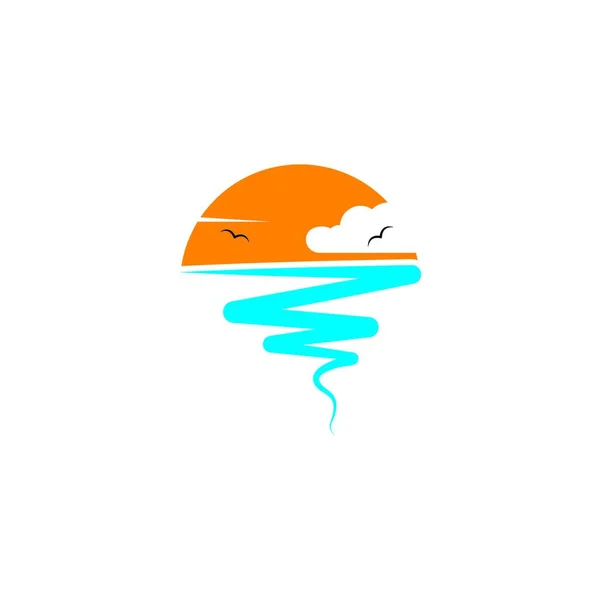 Welle Sonne Logo Symbol Vektor Illustration Design Vorlage — Stockvektor