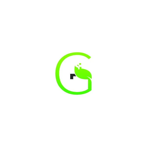 Lettera Logo Foglia Icona Digitale Concetto Progettazione Vettoriale — Vettoriale Stock