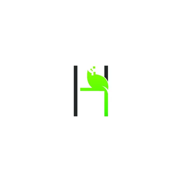 Letter Logo Leaf Digital Icon Design Concept Vector — Stock Vector