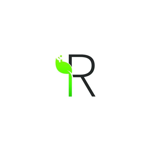 Lettera Logo Foglia Icona Digitale Concetto Progettazione Vettoriale — Vettoriale Stock