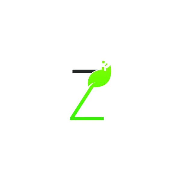 Lettre Logo Feuille Icône Numérique Conception Concept Vecteur — Image vectorielle