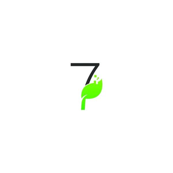 Numaralı Logo Yaprağı Dijital Simge Tasarım Vektörü — Stok Vektör