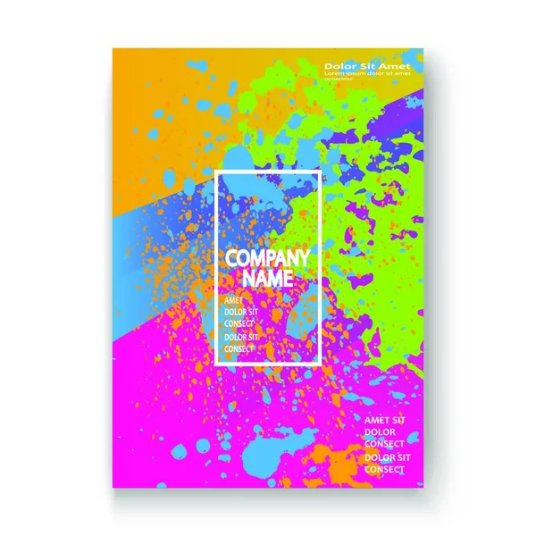Kreatives Cover Frame Design Bemalt Splatter Vektor Illustration Neon Verschwommen — Stockvektor
