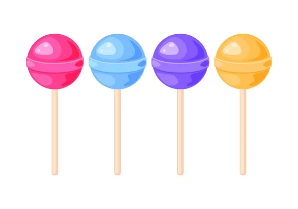 Lollipops Set Vector Illustration Isolated White Background Cartoon Colorful Collection — Stock Vector