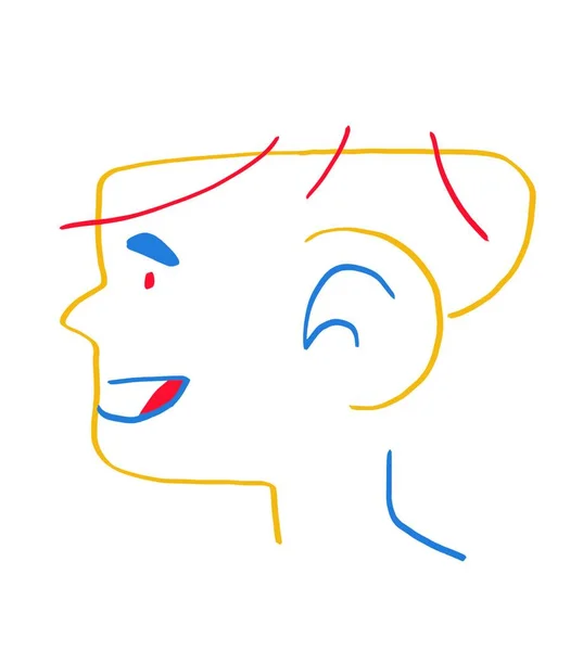 Happy Man Minimalistiskt Porträtt Abstrakt Primär Färg Vektor Konst För — Stock vektor