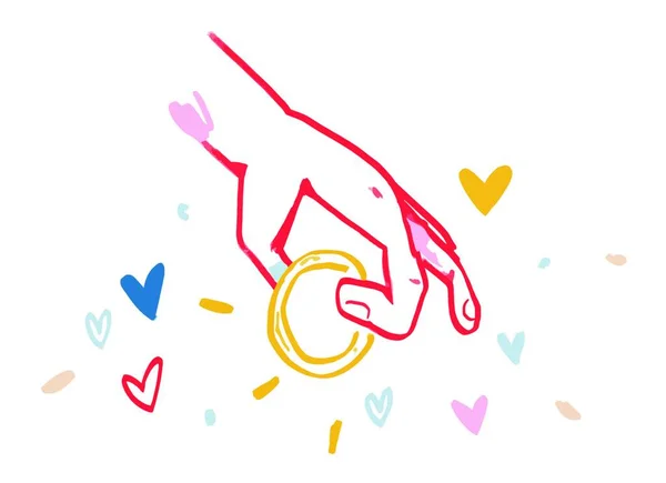 Hand Drawn Heart Love Symbol Hearts Vector Illustration — Stock Vector