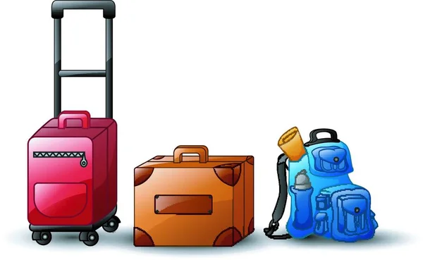 Ilustración Vectorial Conjunto Iconos Bolsas Viaje — Vector de stock